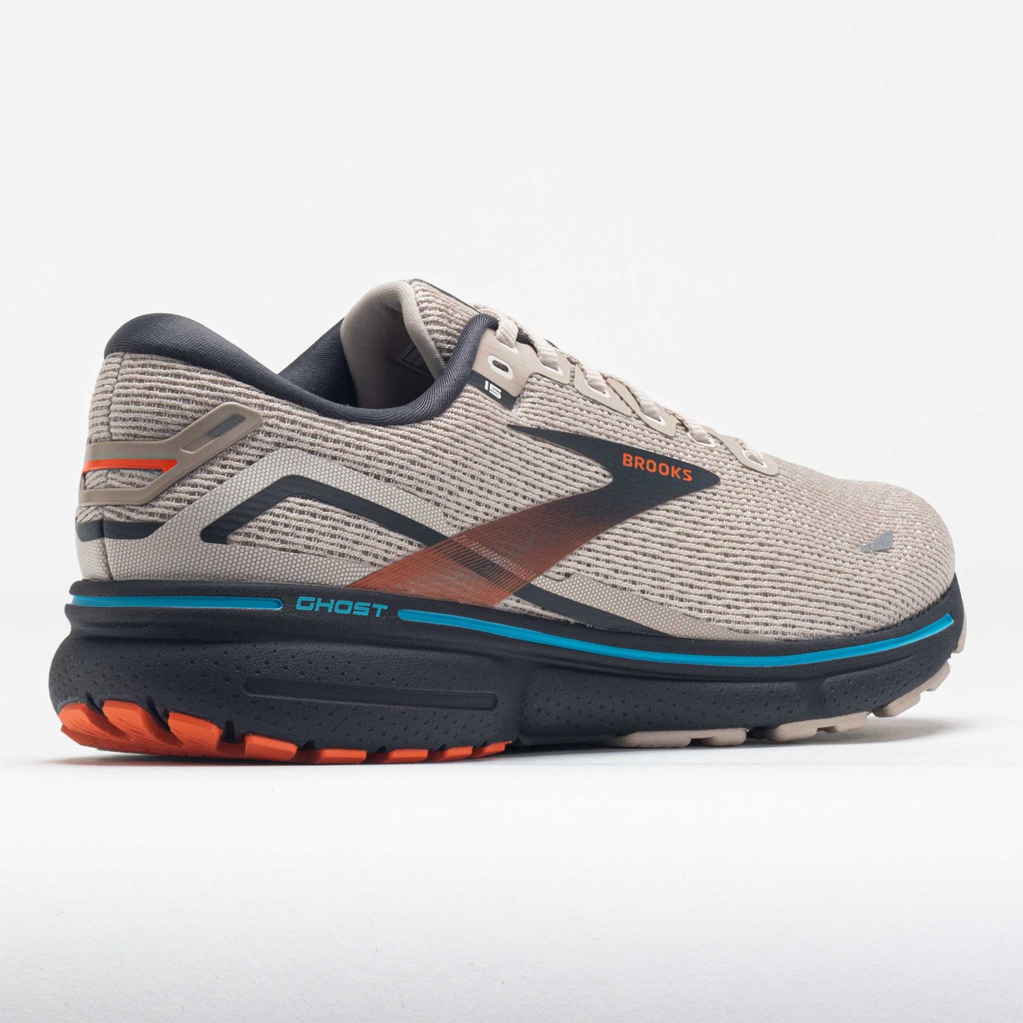 Brooks Ghost 15 Men's  White Sand/Red Orange/Blue